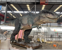 Dinosaure robotique animatronique pour projet de parc à thème, avec simulation sonore et mouvements réalistes