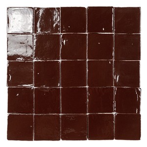 Mosaico de Azulejos Vitri Chocolate 10x10, Acabado Brillante Marrón Oscuro, Azulejo para Pared y Piso de Baño - Product Image 1