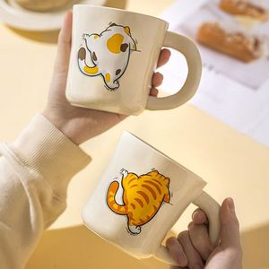 Taza de Porcelana con Diseño de Gato, Linda y de Alta Calidad, Patrón de Animal de Dibujos Animados, Personalizable con Logotipo, Asa Grande, Apta para Alimentos, Reutilizable - Product Image 3