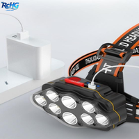 Lampe frontale rechargeable super lumineuse à 8 LED OEM 500 lumens, lampe torche la plus puissante avec batterie au lithium 18650, étanche