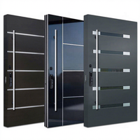 Porte Pivotante d'Entrée de Villa Design Italien Sécurité Luxe Porte Pivotante Noire Moderne en Aluminium