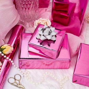 Rollo de Papel de Regalo Metalizado Rosa, Doble Cara, Impermeable, para Envolver Regalos y Manualidades - Product Image 2