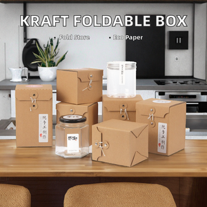 Kraft Rigid <b>Square</b> Button String Closure Recyclable Environmental Jar Brown Customized Disposable Corrugated Board Food Grade - Product Image 2