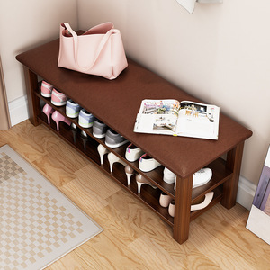 Soft <b>Padded</b> Shoe Changing <b>Stool</b> With Storage Rack For Home Entryway Use - Product Image 1