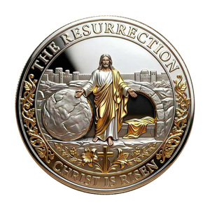 Pièce commémorative en métal sur le thème de la crucifixion et de la résurrection de Jésus, décoration artisanale, souvenir - Product Image 2