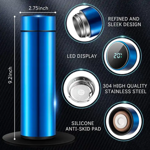 Botella de agua personalizada de 500ml, termo de temperatura Led de metal de acero inoxidable, botellas de agua inteligentes - Product Image 2