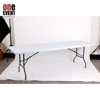 Table rectangulaire pliable de 6 pieds pour usage industriel, extérieur, parc, cour, hôtel, surface en polyéthylène, résine, super résistante