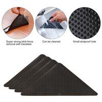 Lot de 4 patins antidérapants triangulaires améliorés pour tapis, lavables, réutilisables, sans résidus ni traces, pour coins de tapis, en stock