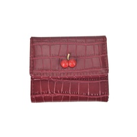 Dompet Mini 5 Warna Sweet Cherry Dompet Pendek Kulit PU Motif Buaya Dompet Uang Tunai Portabel Tempat Kartu Dompet Mewah Wanita