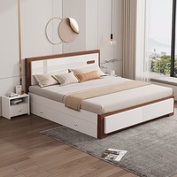 Lit plateforme en bois massif avec 2/4 tiroirs, grand rangement, lit king-size ou queen-size, design minimaliste moderne pour la chambre à coucher, stable et robuste