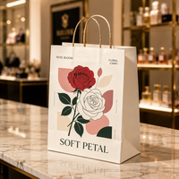 Sac en papier d'art personnalisé de haute qualité, imprimé floral coloré, pour emballage de marque