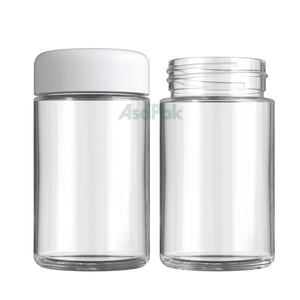 Frasco de Vidrio Transparente Redondo de 150 ml (5 oz) con Boca Ancha y Laterales Rectos, con Tapas de Aluminio/Plástico a Prueba de Niños para Medicamentos - Product Image 1