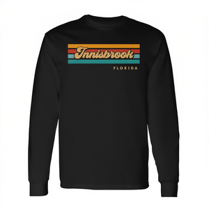 Innisbrook Florida <b>Long</b> <b>Sleeve</b> <b>T</b>-<b>Shirt</b> Vintage Sunset <b>Stripes</b> Design Unisex Crew Neck Adult Promotional - Product Image 2