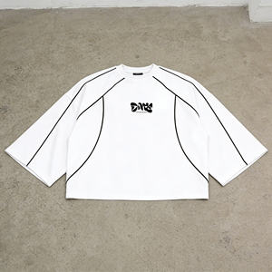 <span class=keywords><strong>Camiseta</strong></span> Blanca OEM de 320 g/m² con Manga Tres Cuartos y Ribete en Contraste - Product Image 4