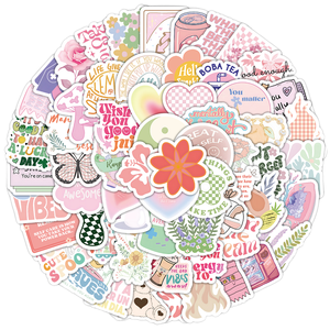 Pegatinas de PVC Impermeables Personalizadas al por Mayor, 100 Unidades, Diseño de Animales de Dibujos Animados, con <span class=keywords><strong>Frases</strong></span> Sencillas para <span class=keywords><strong>Aprender</strong></span> Inglés - Product Image 1