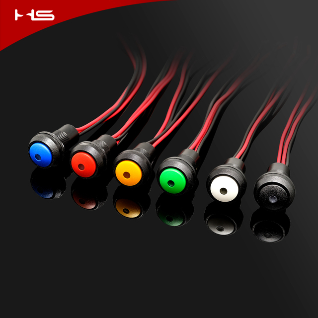 Dot LED 12mm Plastic Momentary or Latching IP67 Waterproof CE Electronic Push Button Switch with Wires 2A/36V