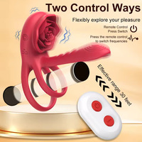 Rosen-Silikon-Penisring, 9 Vibrationsmodi Erwachsenen-Sexspielzeug für Männer, Fernbedienung Klitoris-Vibrator, Sexspielzeug für Männer und Frauen