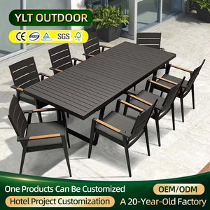 Ensemble de table et de chaises en aluminium pour l'extérieur, style pastoral, polyvalent, extensible, table d'extérieur, hôtel, patio, piscine, jardin, meubles - Product Image 1