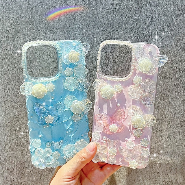 Popular Design DIY Handmade Cream Glue Phone case Butterfly Flowers DIY Materials Package Phone Case Accessories for Decoration