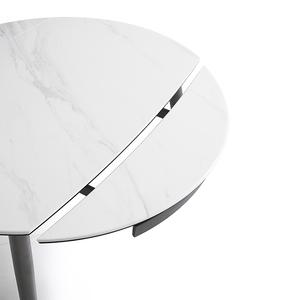 Factory Direct Sales Multifunctional Luxury <strong>White</strong> Marble Top Carbon Steel <strong>Round</strong> Extendable <strong>Dining</strong> <strong>Table</strong> - Product Image 4