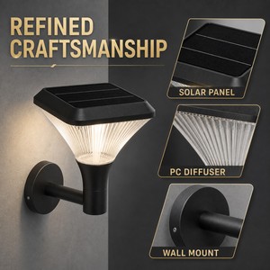 Applique Murale Solaire LED Vintage IP65 Étanche, Lampe Extérieure LED Crépuscule à l'Aube, Sans Câblage, Éclairage de Façade pour Jardin, Villa, Hôtel - Product Image 1