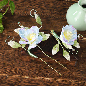 Nouvelle épingle à cheveux classique de style chinois avec dégradé de fleurs violettes, coiffe pour robe de mariée, cheongsam rétro de style chinois - Product Image 1