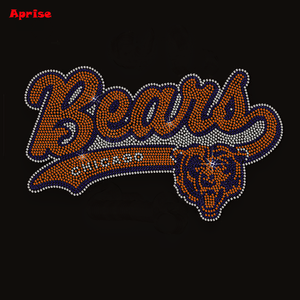 Patch thermocollant personnalisé avec logo d'équipe de football, motif strass, transfert de strass Chicago Bears - Product Image 2
