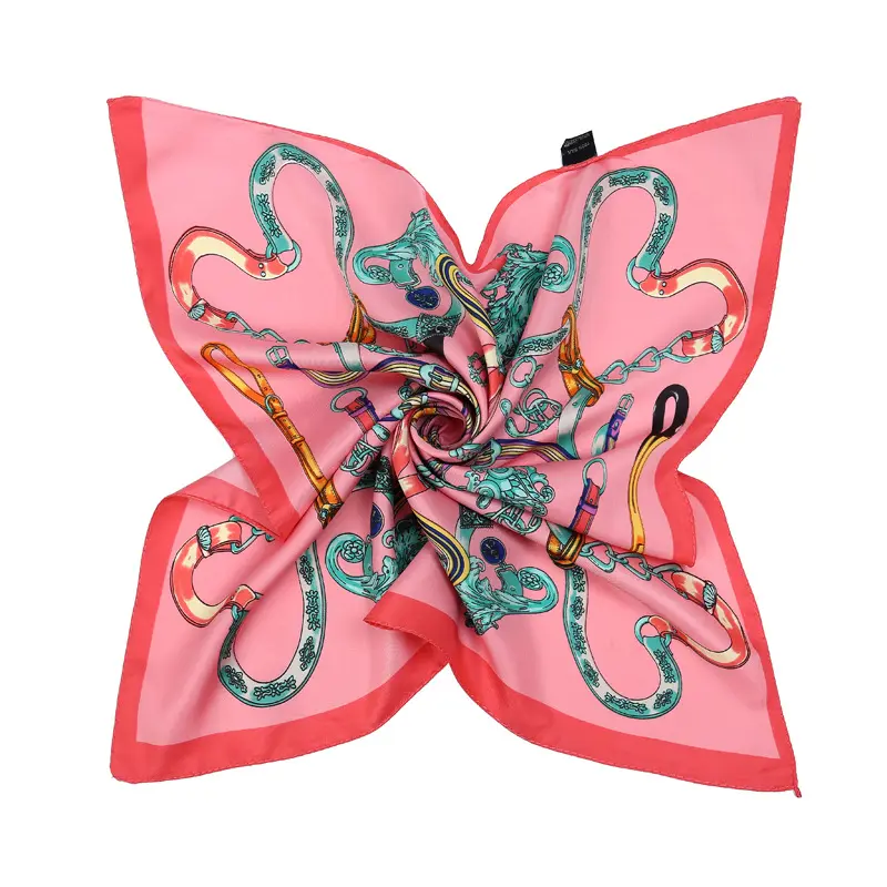 가을 디자이너 숙녀 목 스카프 맞춤형 로고 인쇄 사각 새틴 스카프 여성용 도매