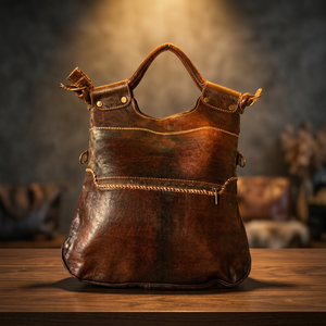 Genuine Leather Women's Classic Tote <b>Bag</b> Soft Handle Zipper Closure Durable Multi-Function Style - Product Image 3