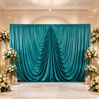 Rideau de fond de scène de mariage pré-fabriqué en soie laiteuse turquoise, draperie luxueuse pour la rentrée scolaire, Diwali, événements scéniques et décoration de photomaton