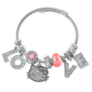 2025 New Trendy Glitter Cat Shiny <b>Moon</b> Love Charm <b>Bracelet</b> Stylish Zinc Alloy Rhodium Plated Unisex Fashion Jewelry Niche Design - Product Image 3