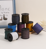 Cordon tressé durable en polypropylène 8 brins de 4 mm avec fil doré/argenté sur bobine noire pour vêtements et emballages cadeaux