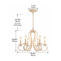 Lustre Chandelier Vintage en Acier Noir, Style Nordique Moderne, 6 Lumières, Suspension pour Salle à Manger et Salon