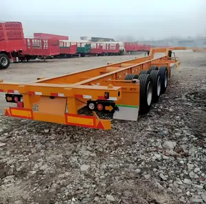 Mechanische En Luchtvering Laadvermogen 50Ton 2 3 4 Assige Truck Aanhangwagen Skelet Oplegger Voor Transport Container