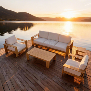 Sofá de Patio Impermeable Estilo Nórdico, Sofá de Madera de Aluminio para Exteriores, Muebles de Jardín para Hotel, Terraza - Product Image 4
