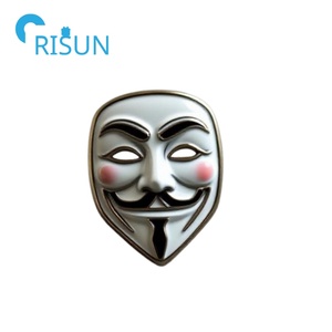 Fabricación de pines metálicos para máscaras faciales, insignias personalizadas, pin de solapa de esmalte con máscara de Guy Fawkes, broche con máscara de Guy Fawkes - Product Image 2