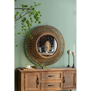 <span class=keywords><strong>Specchio</strong></span> da parete fatto a mano in Rattan intrecciato a mano che decora lo <span class=keywords><strong>specchio</strong></span> da parete Vintage Rond per soggiorno in famiglia - Product Image 3