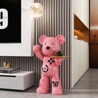 Décor à la maison créatif violent ours au sol Moom lumière LED Carton résine artisanat ornement pour salon meubles décoration