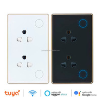 Prise murale double en verre cristal avec cadre en aluminium, prise électrique universelle standard 15A 16A, prise murale Zigbee WiFi