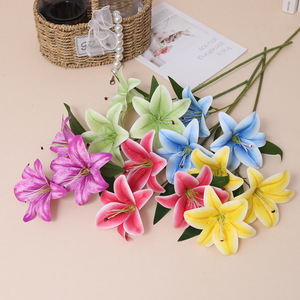 Silk <b>Artificial</b> <b>Lily</b> <b>Flowers</b> for Home Living Room Dining Table Decorations Floral Arrangements for Background Enhancements - Product Image 3