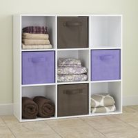 Étagère de rangement ouverte en bois stratifié réversible à 9 cubes, empilable, pour l'organisation de la maison et du bureau