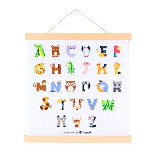 Wholesale Custom Colorful Alphabet Chart Wall Decor for Toddlers ABC Poster Illustrated Canvas for Preschool Classroom