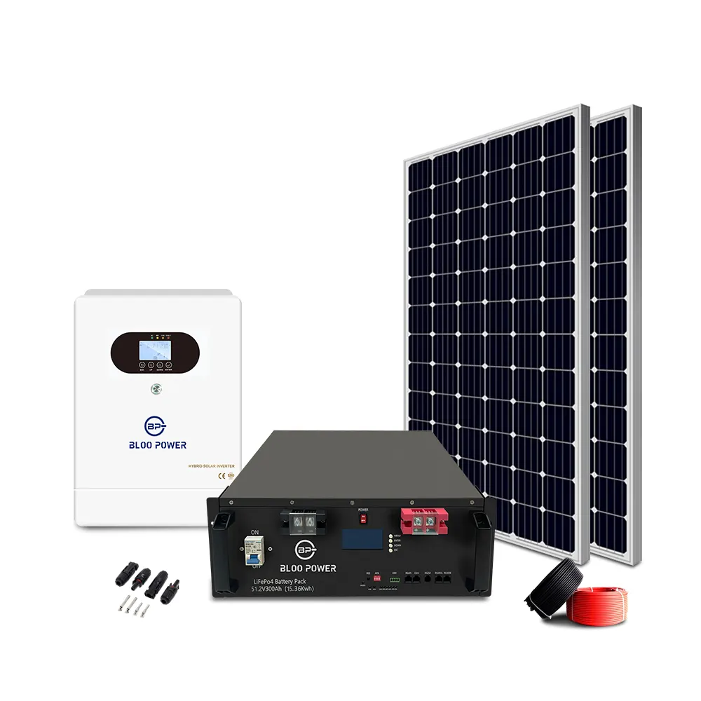 PV Solar Power System 5kw 10kw 20kw Home Energy Storage Battery Inverter MONO Panel Complete Full Set Hybrid Solar Energy System