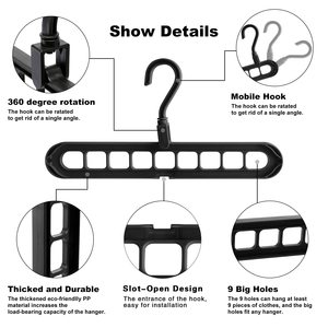 Ma Thuật Tiết Kiệm Không Gian Tủ Quần Áo Tổ Chức Với 9-Lỗ Nhựa Móc Quần Áo Lưu Trữ Tổ Chức Cho Tủ Quần Áo Tủ Quần Áo - Product Image 2