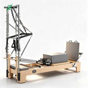 SAERDE Half Tower Deluxe Commercial Grade Pilates Reformer with <b>Oak</b> Wood <b>Frame</b> and Pulley Power Foldable Half Tower - Product Image 4