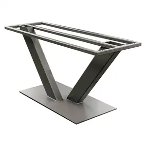 Base de mesa con patas centrales modernas, soporte de muebles de hierro y metal para mesa de comedor superior de cristal de mármol