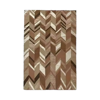 Tapis rectangulaire moderne géométrique en polyester, épaisseur 7 mm, à poils ras, lavable en machine, antidérapant, avec envers non-tissé, entretien facile pour la maison