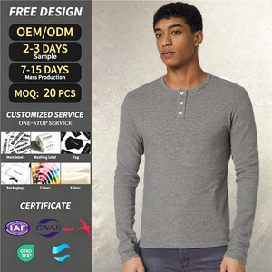 Maglietta <span class=keywords><strong>Termica</strong></span> Henley da Uomo a Maniche Lunghe in Maglia Waffle, Stile Old Money, con Scollo a V - Product Image 1