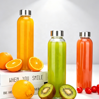 Bouteille d'eau en verre transparent de qualité alimentaire 1L avec bouchon à vis en métal pour jus, thé et eau