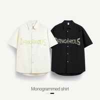 INFLATION encre impression lettre graphique personnalisé chemises surdimensionnées Streetwear fabricant qualité hommes chemises décontracté unisexe